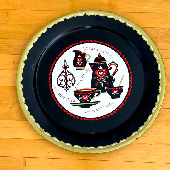 Vintage Mid Century Modern Large Round 19” Across Metal Tray - Picture 1 of 9